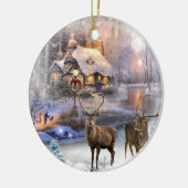 Kerstwinter Wilderness Cottage Keramisch Ornament (Links)