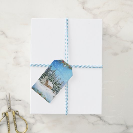 Kerstwinter Wonderland Cadeaulabel (Met Touw)