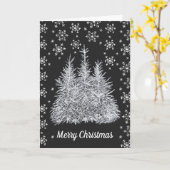 Kerstwinter - zwart-wit kaart (Gele Bloem)