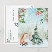 Kerstwinterbos Fox en Stag Scene Briefkaart (Voorkant / Achterkant)