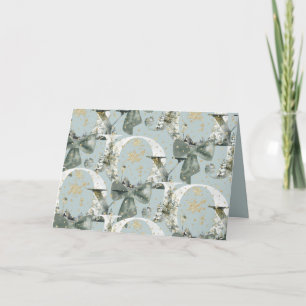 Kerstwinterbos Lettertype Groen Lint Goud Sneeuw Feestdagen Kaart