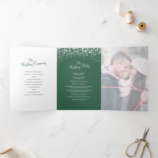 Kerstwinterbruiloft bomen groene grijze kunst meer drieluik programma (Binnen)