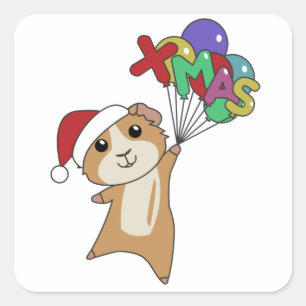 Kerstwinterdieren met cavia's vierkante sticker