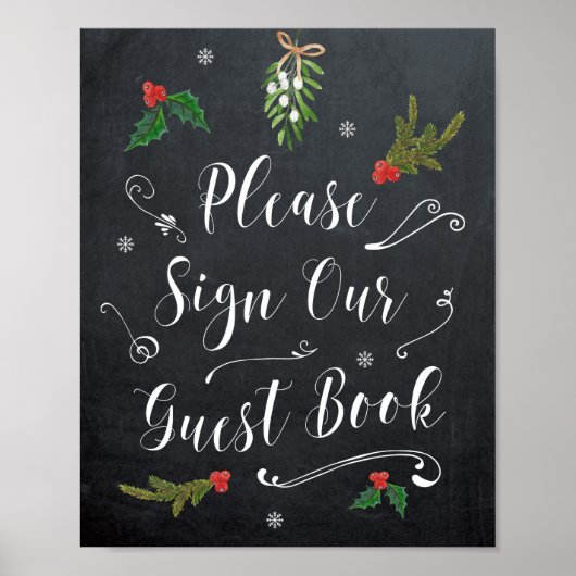 kerstwinterfeestdag gevierd guestboekje poster (Voorkant)