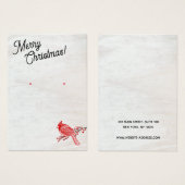 kerstwinterkardinaal met juwelenvertoning visitekaartje (Voorkant /achterkant)