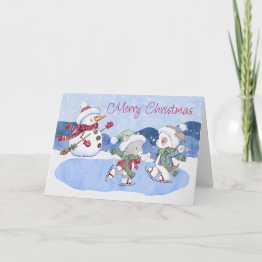 Kerstwinterkerstkaart met snowman bedankkaart (Voorkant)