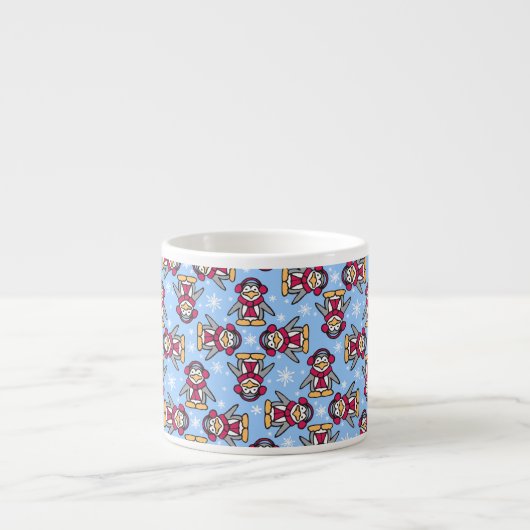 kerstwinterpinguïns blauwe espresso mok (Voorkant)