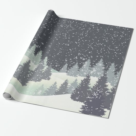Kerstwinterpins Cadeaupapier (Uitgerold)
