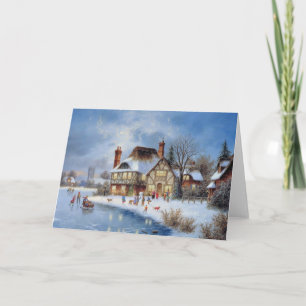 Kerstwinterscène Feestdagen Kaart