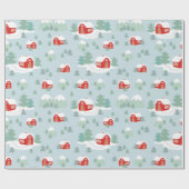 Kerstwintersneeuw Rode Cabine | FEESTDAGEN Cadeaupapier (Vlak)