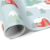 Kerstwintersneeuw Rode Cabine | FEESTDAGEN Cadeaupapier (Rol Hoek)