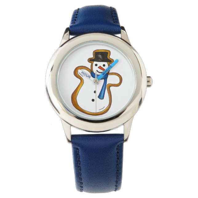 Kerstwintersneeuw Snowman Sugar Cookie Horloge (Voorkant)