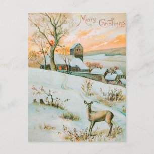 Kerstwintersneeuwlandschap en feestdag feestdagenkaart