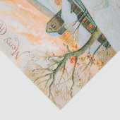 Kerstwintersneeuwlandschap en feestdag tissuepapier (Detail)