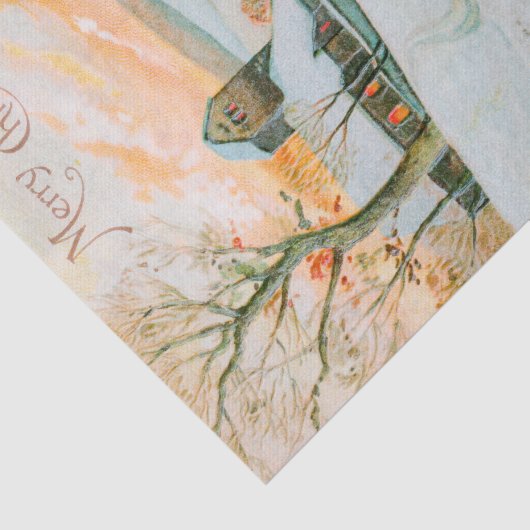 Kerstwintersneeuwlandschap en feestdag tissuepapier (Detail)