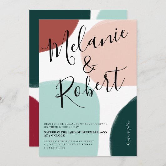 Kerstwintertong initialen voor bruiloft kaart (Voorkant / Achterkant)