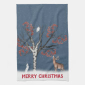 Kerstwinterwild in Snowflake Theedoek (Verticaal)