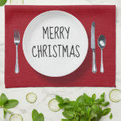 Kerstwit Bord en keukenhanddoeken voor Silverware (Gevouwen)