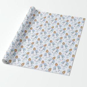Kerstwit en Blauwe Angel Cadeaupapier