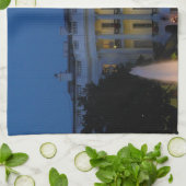 Kerstwit huis in Washington DC Theedoek (Gevouwen)