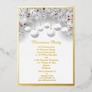 Kerstwit Sneeuwballen Echte Folie  Folie Feestdagenkaart