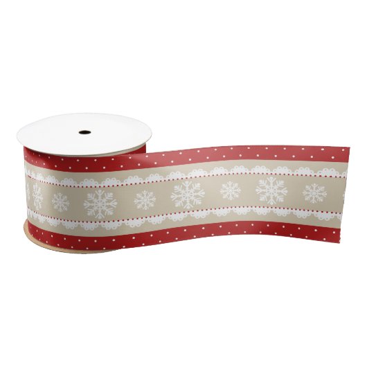 Kerstwit Snowflake Red Polka Dot Pattern Lint (Spoel)