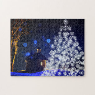 Kerstwitte boom legpuzzel