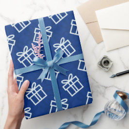 Kerstwitte Cadeaus met blauwe achtergrond Cadeaupapier