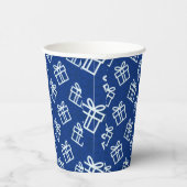 Kerstwitte Cadeaus met blauwe achtergrond Papieren Bekers (Rechts)