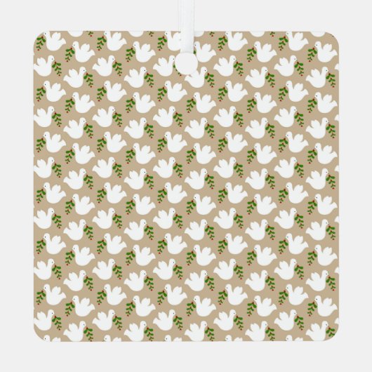 Kerstwitte dove Initiaal Vredesliefhebber Metalen Ornament (Achterkant)