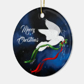 kerstwitte dove keramisch ornament (Links)