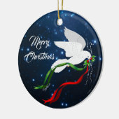 kerstwitte dove keramisch ornament (Links)