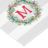 kerstwitte en grijze strepen korte tafelloper