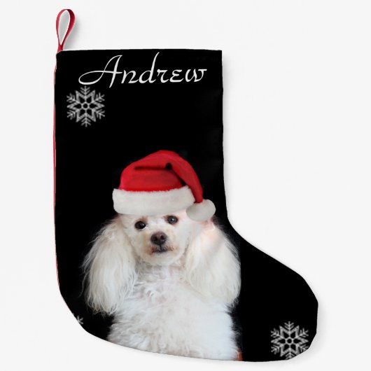kerstwitte hond gepersonaliseerd in het uitzetten kleine kerstsok (Voorkant)