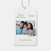 Kerstwitte kegel met foto's cadeaulabel (Voorkant)