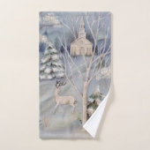 Kerstwitte kerk Deer Sparking Snow Bad Handdoek (Handdoek)