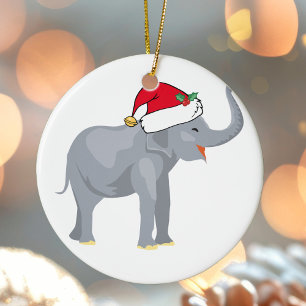 Kerstwitte olifant keramisch ornament