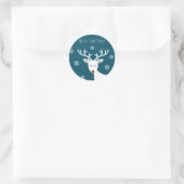 Kerstwitte rendierensticker ronde sticker (Tas)