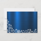 Kerstwitte snowflakes Navy Blue RSVP Kaartje (Achterkant)