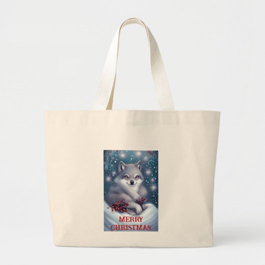 Kerstwolf - Boodschappentas Grote Tote Bag (Voorkant)