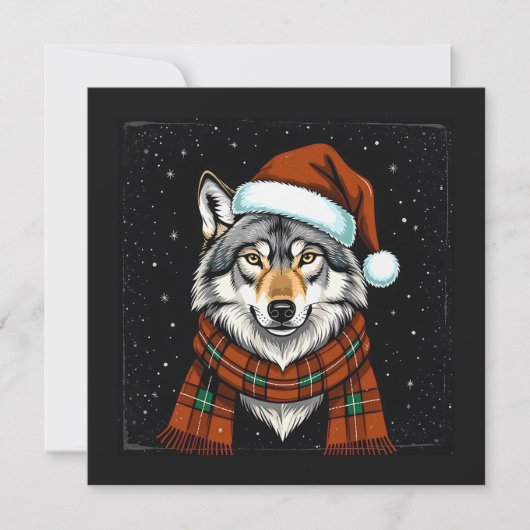 kerstwolf feestdagenkaart (Voorkant)