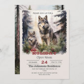 Kerstwolf-waterverf Kaart (Voorkant / Achterkant)