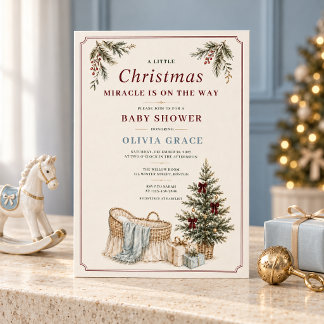 Kerstwonder Vintage Baby Shower Kaart