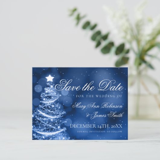 Kerstwonderland Kerst Huwelijk Save The Date Aankondigingskaart (Staand voorkant)