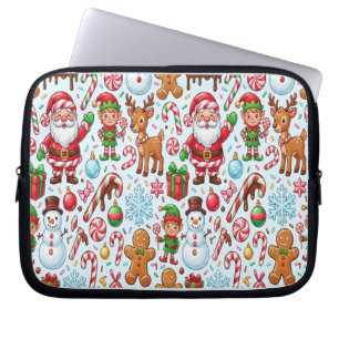 Kerstwonderland met vintage retro rode snoeprietje laptop sleeve