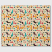 KerstWoodland Cute Fox Cadeaupapier (Vlak)