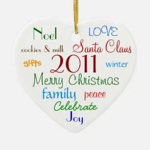 Kerstwoorden gepersonaliseerd versieringsmodel keramisch ornament