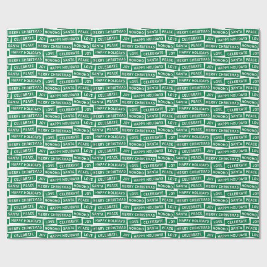 Kerstwoorden groen en wit inpakpapier (Vlak)