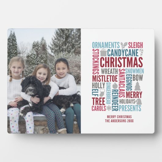 Kerstwoorden Vakantiedagen Foto van Plaque Fotoplaat (voorkant)