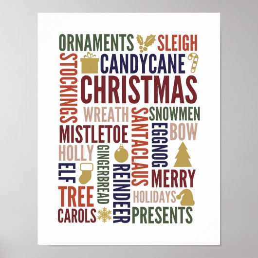 Kerstwoorden Vakantiegangbord Poster (Voorkant)